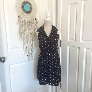 Charlotte Russe | NWT Made in USA Halter V-Neck Floral Mini Dress with Belt, S